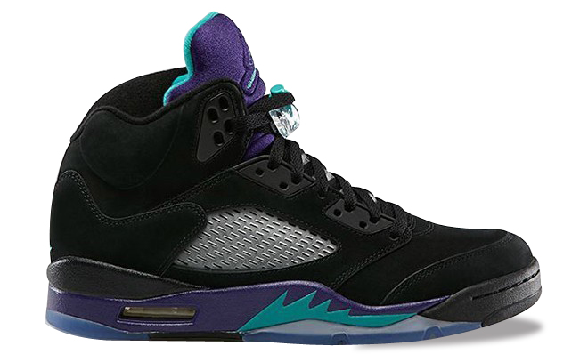 Discount 136027-007 Womens Air Jordan 5 Black/New Emerald-Grape Ice Top Quality